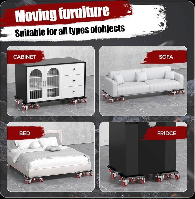 Heavy Duty 3000LBS Furniture Dolly & Movers with 5 Wheels & Brak - photo 4