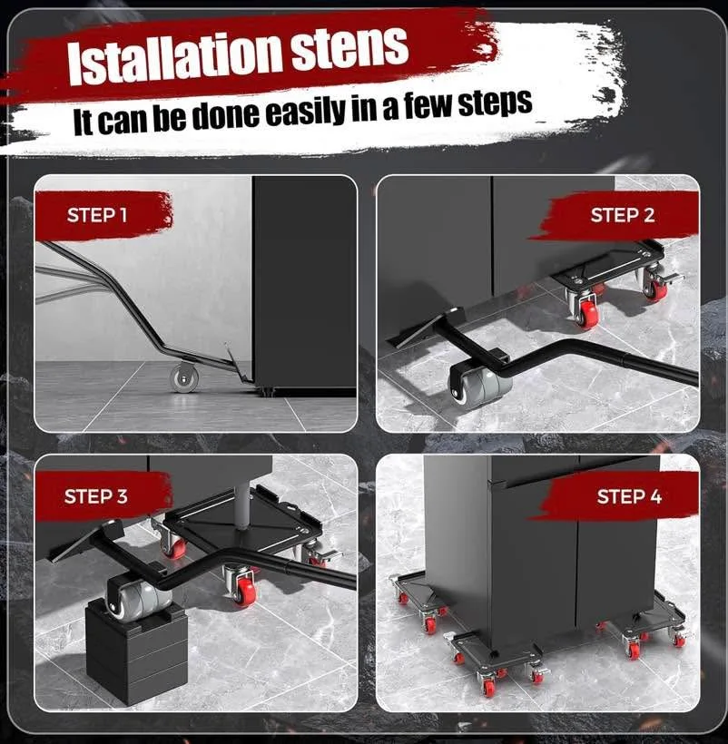 Heavy Duty 3000LBS Furniture Dolly & Movers with 5 Wheels & Brak image indicator(7)