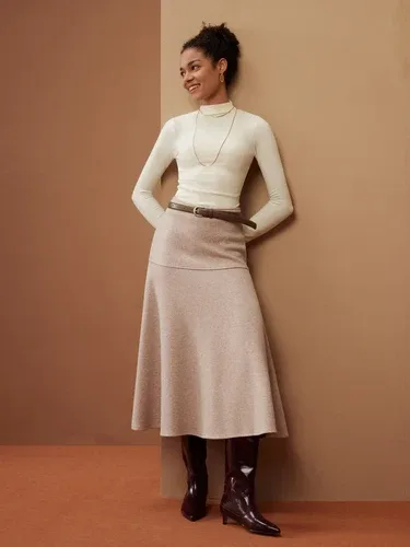 New OGL Maxi Skirt Womens Medium Beige Flared Skirt, S/M