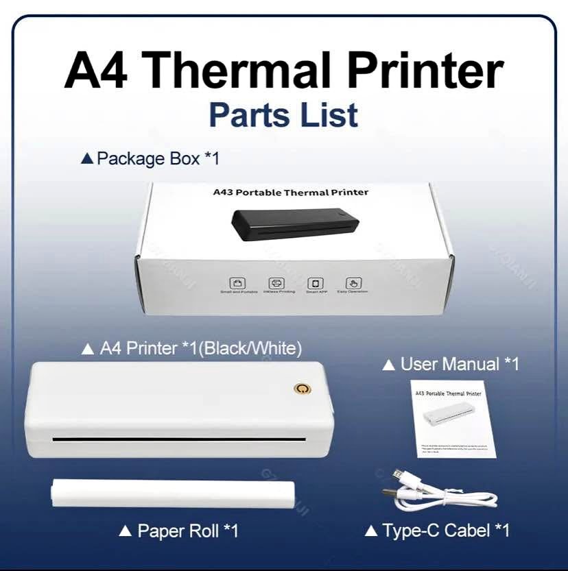 Portable Printer Inkless for Travel Home - Wireless Thermal Prin