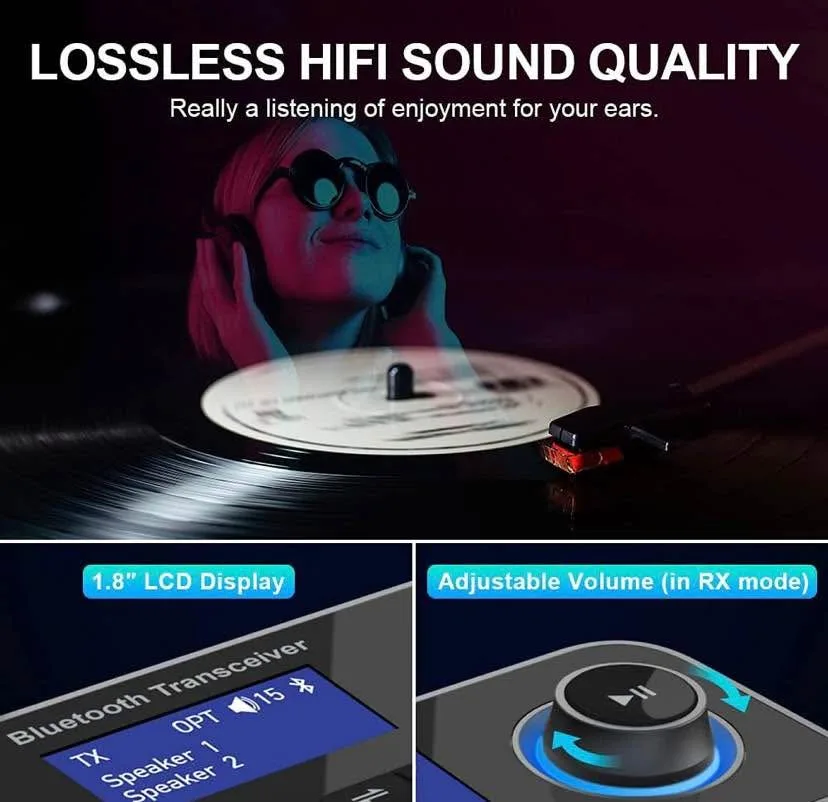 Bluetooth Transmitter Receiver 3-in-1 Bluetooth 5.0 Audio Adapte image indicator(4)