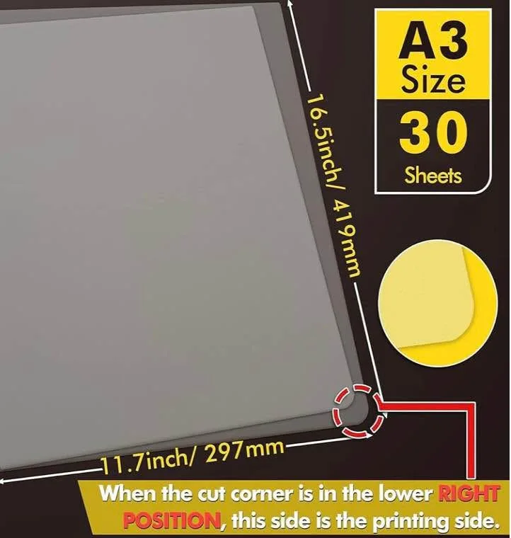 A-SUB DTF Transfer Film A3(11.7x16.5 Inch) - 30 Sheets Double Si image indicator(3)