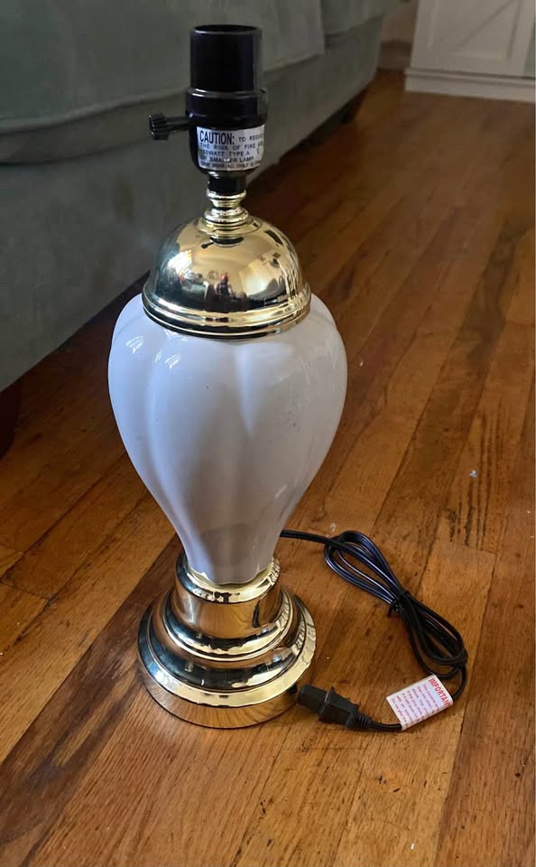 Beige Ceramic Standard Light Bulb Bedside Table Lamp with Off-Wh