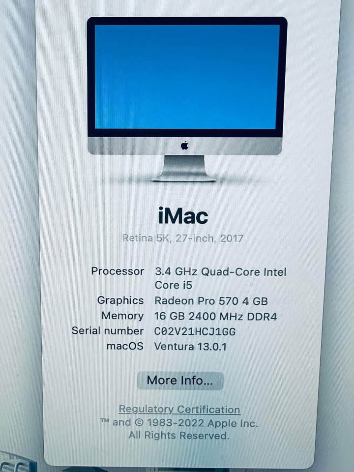 Apple iMac 27” 5K Retina 2017 3.4Ghz Core i5 16GB RAM 1TB Radeon - photo 2