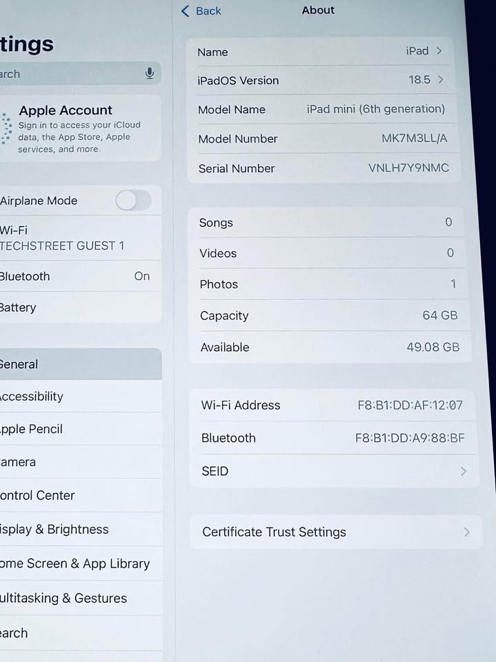 APPLE IPAD Mini 6th Gen 64GB Fully Functional - photo 2