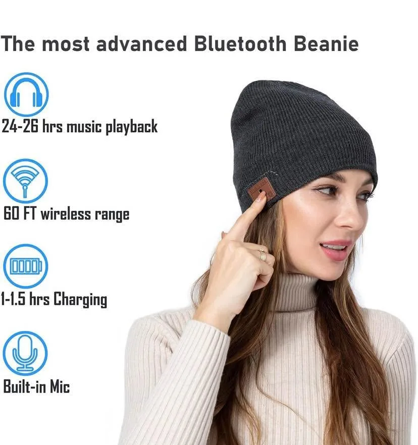Bluetooth Beanie, Bluetooth V5.2 Wireless Knitted Winter hat, 24 image indicator(3)