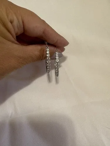 Sparkling Sterling Silver Hoop Earrings thumbnail