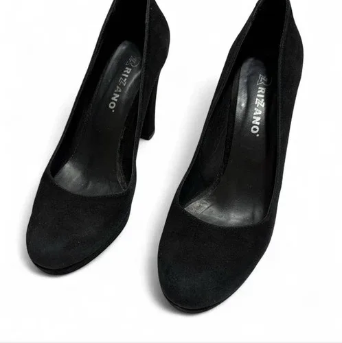Rizano black suede mid heel pumps size 9 thumbnail