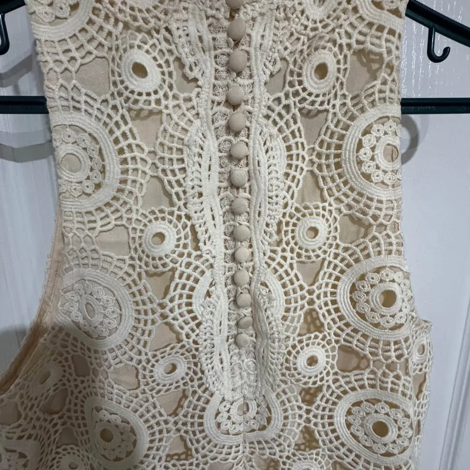✨ Free People Ivory Crochet Mini Dress ✨ image indicator(5)