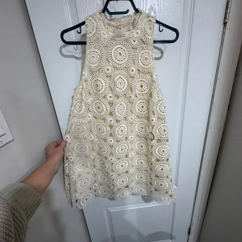 ✨ Free People Ivory Crochet Mini Dress ✨ image indicator(6)