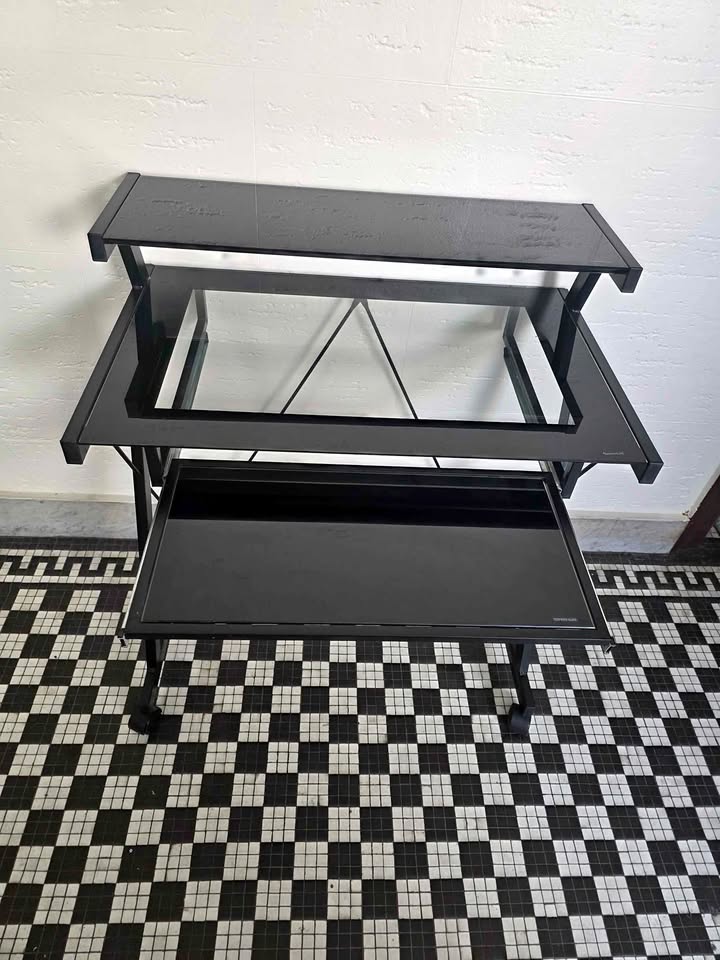 Staples Glass Computer Desk with Keyboard Tray