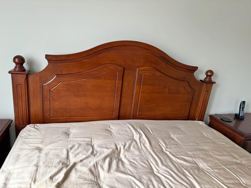 MOVING SALE: Solid Wood Queen Bedroom Set – Bed, Dresser with Mi