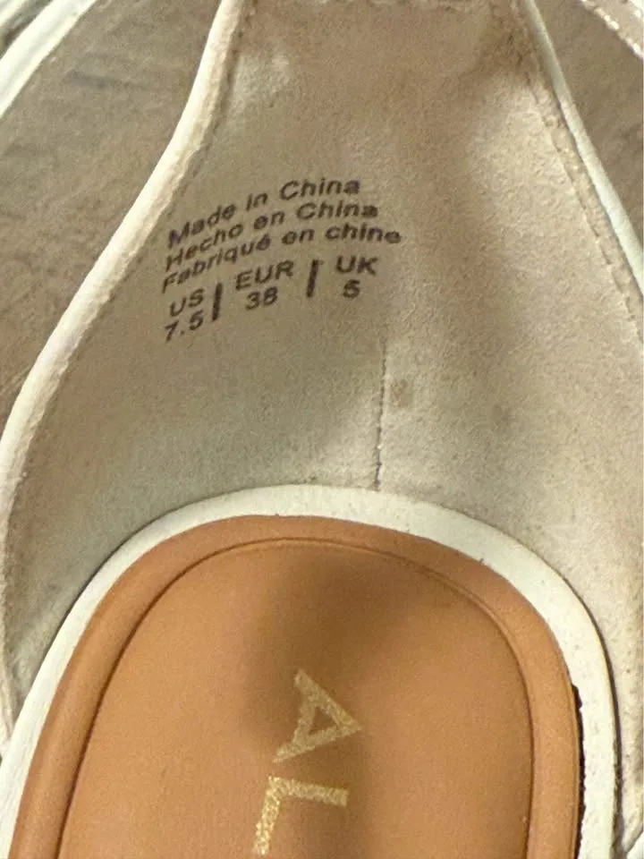 Aldo metallic white Jan ankle strap block heels- size 7.5 image indicator(3)