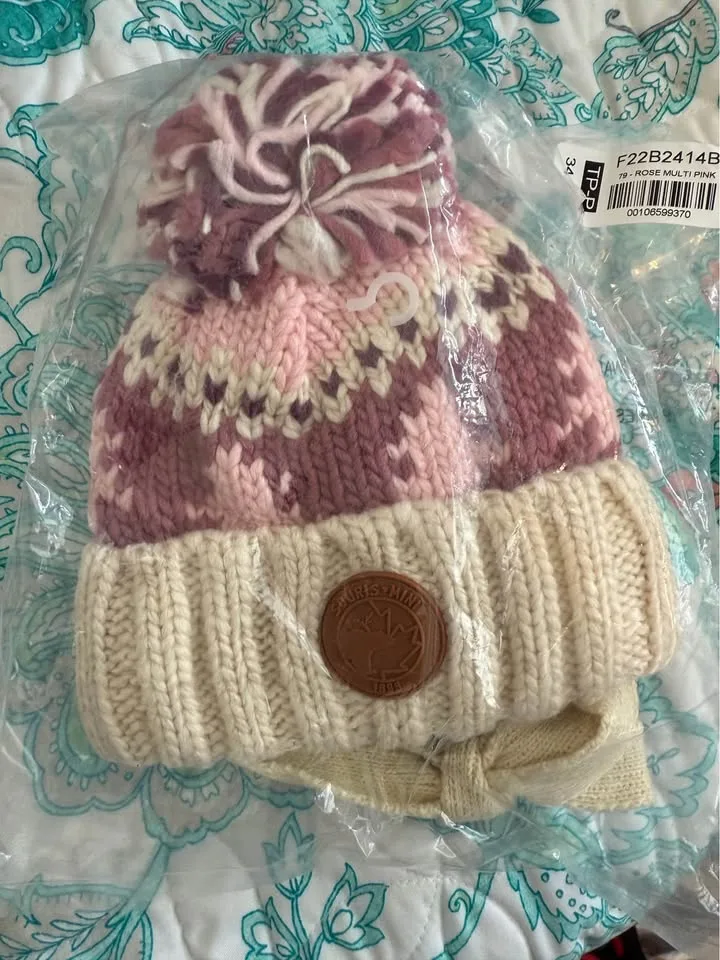 Souris Mini baby girl pompom fleece lined beanie image indicator(2)