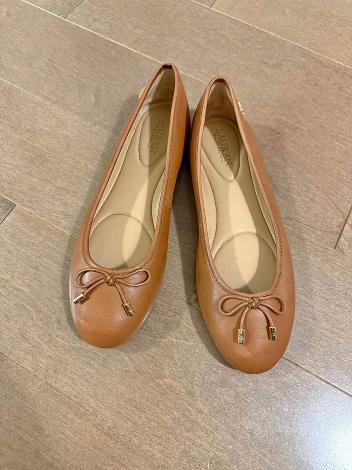 Ralph Lauren Ballet Flats NIB Cognac Brown size 6