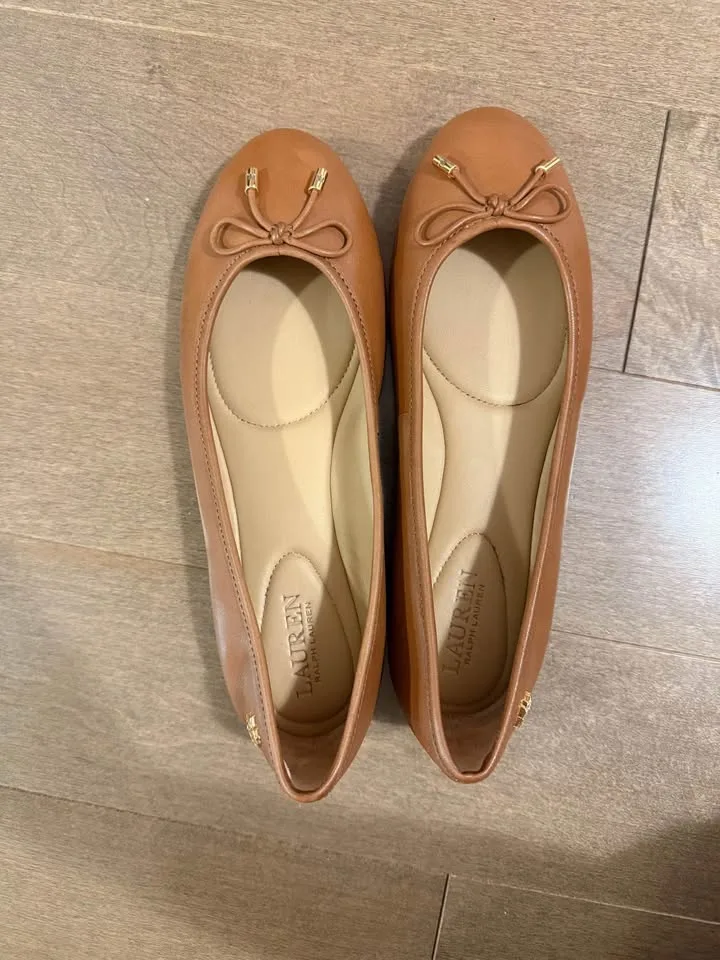 Ralph Lauren Ballet Flats NIB Cognac Brown size 6 image indicator(4)
