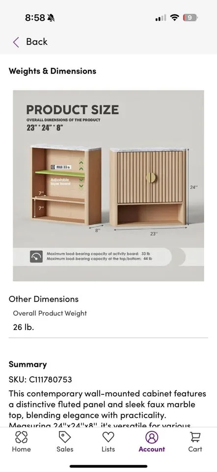 23”W 24”H Wall Bathroom Cabinet image indicator(3)