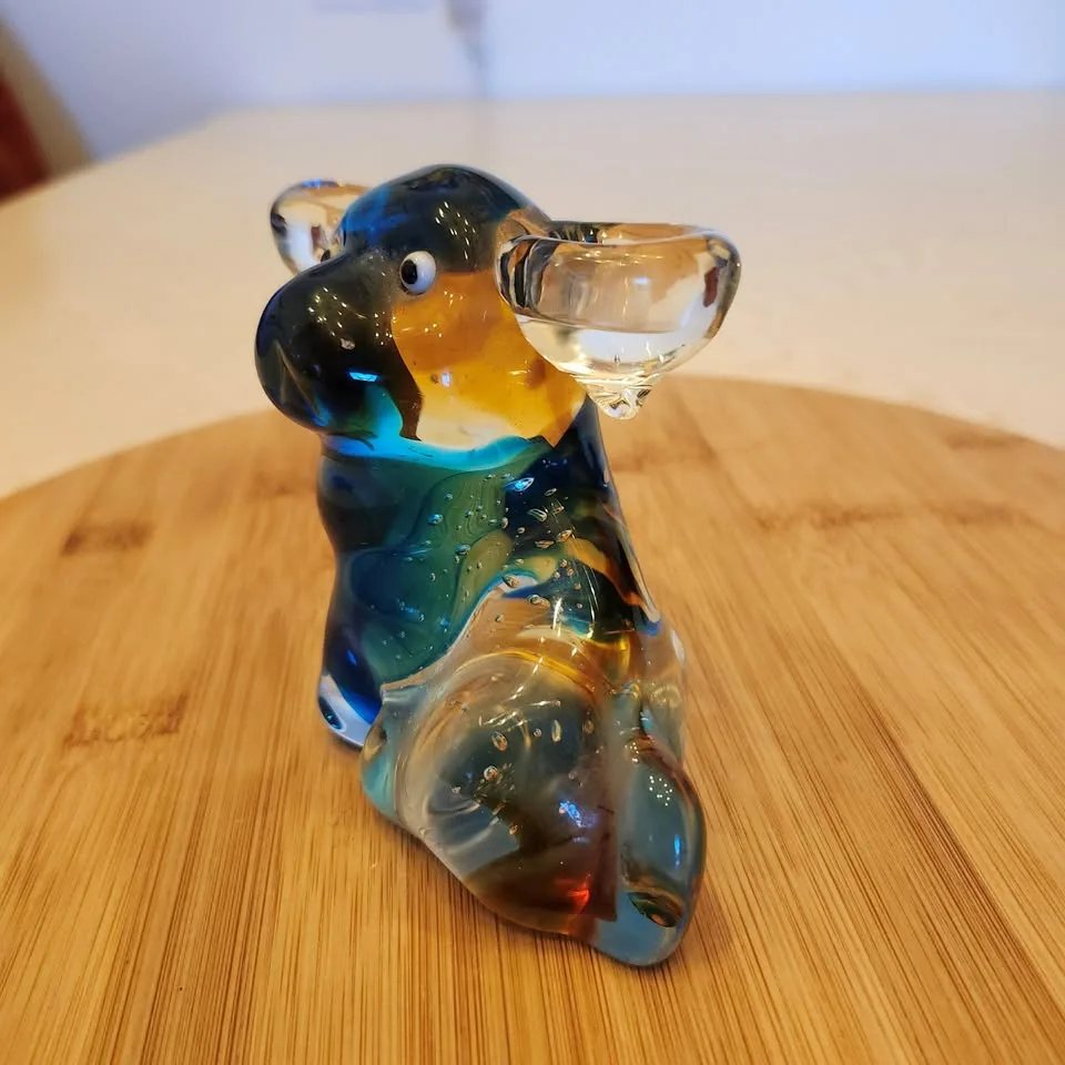 Multi-color Glass Dog Candle Holder image indicator(2)