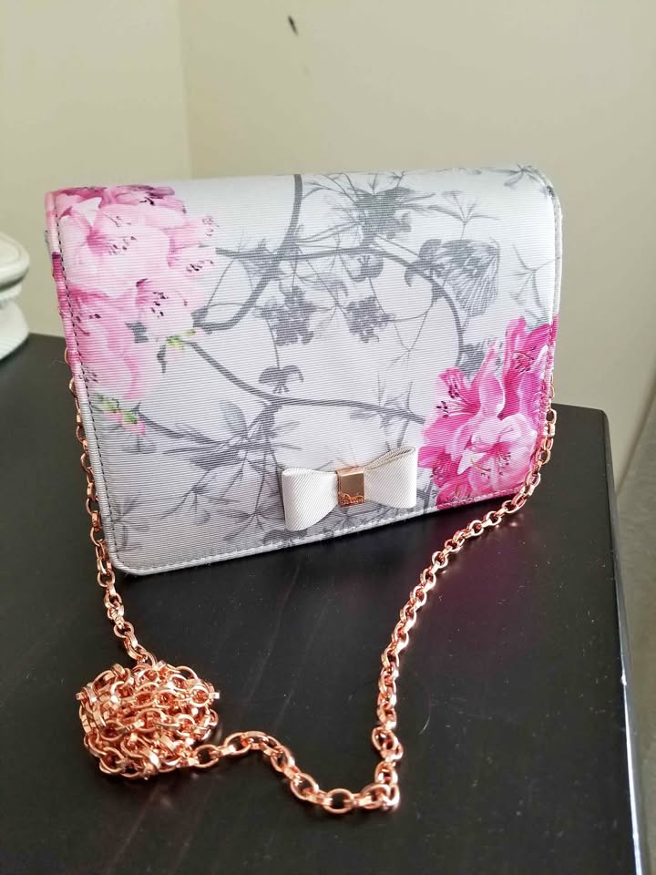 Ted Baker grey & pink floral purse