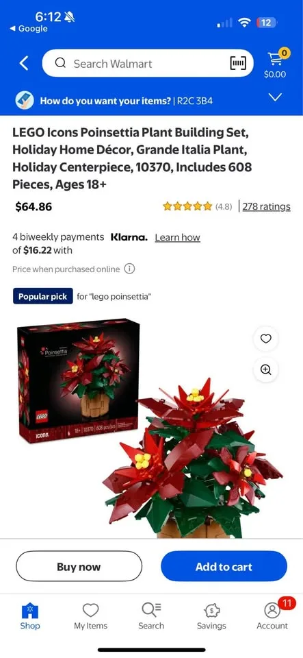 NIB LEGO Botanicals Icons Poinsettia Plant Building Set, Holiday image indicator(6)