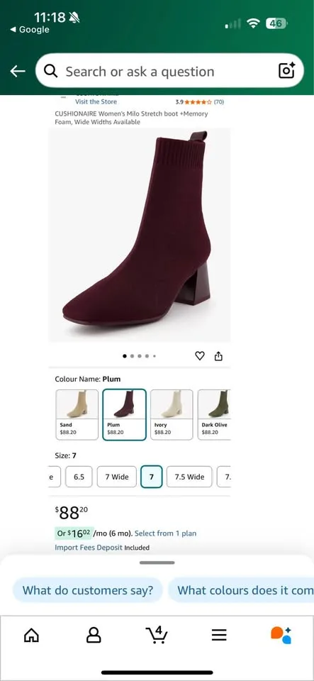 NEW CUSHIONAIRE Women's PLUM Milo Stretch boot sz 7M image indicator(8)