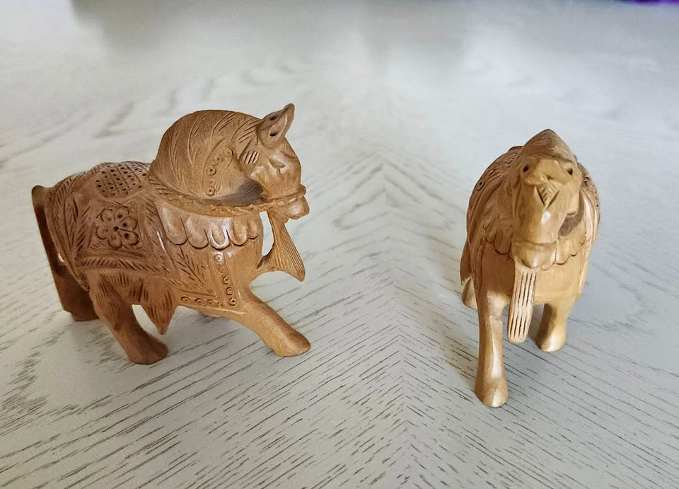 Matching Pair of Carved Wooden Horses