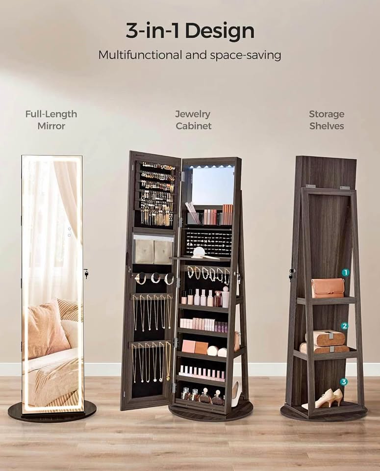 New Open Box SONGMICS LED Mirror Jewelry Cabinet — Model JJC008K