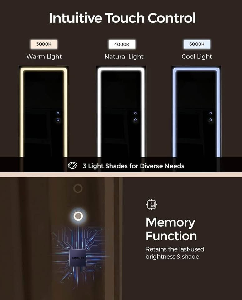 New Open Box SONGMICS LED Mirror Jewelry Cabinet — Model JJC008K - photo 3