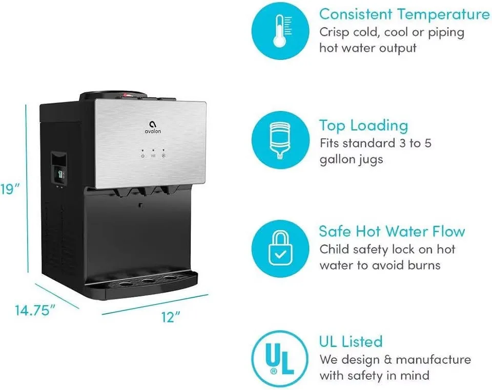 Premium 3 Temperature Top Loading Countertop Water Cooler Dispen image indicator(2)