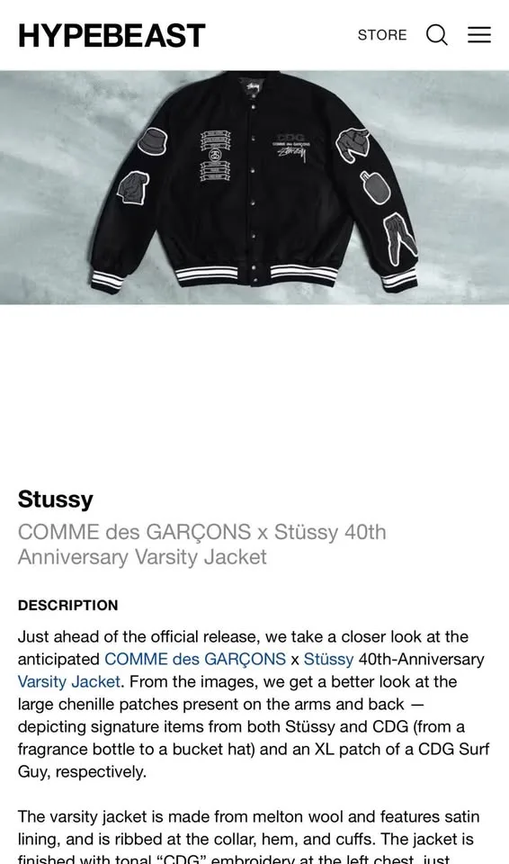 Stussy*cdg 40th jacket