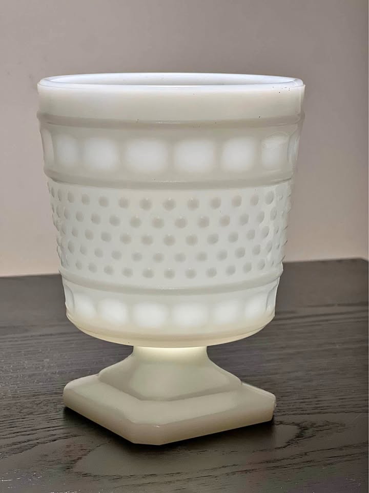 Napco Milk Glass Pedestal Planter Vase, model number #1180