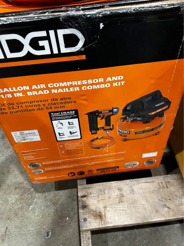 RIDGID 6 gallon compressor and 2-1/8 inch Brad nailer combo kit image indicator(2)