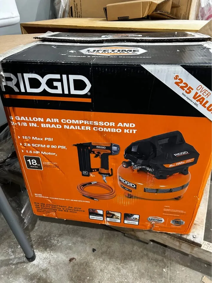 RIDGID 6 gallon compressor and 2-1/8 inch Brad nailer combo kit image indicator(3)