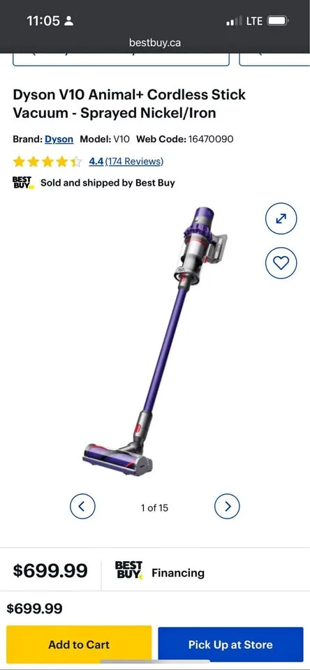 Dyson V10 animal cordless stick vacuum- no accessories or power