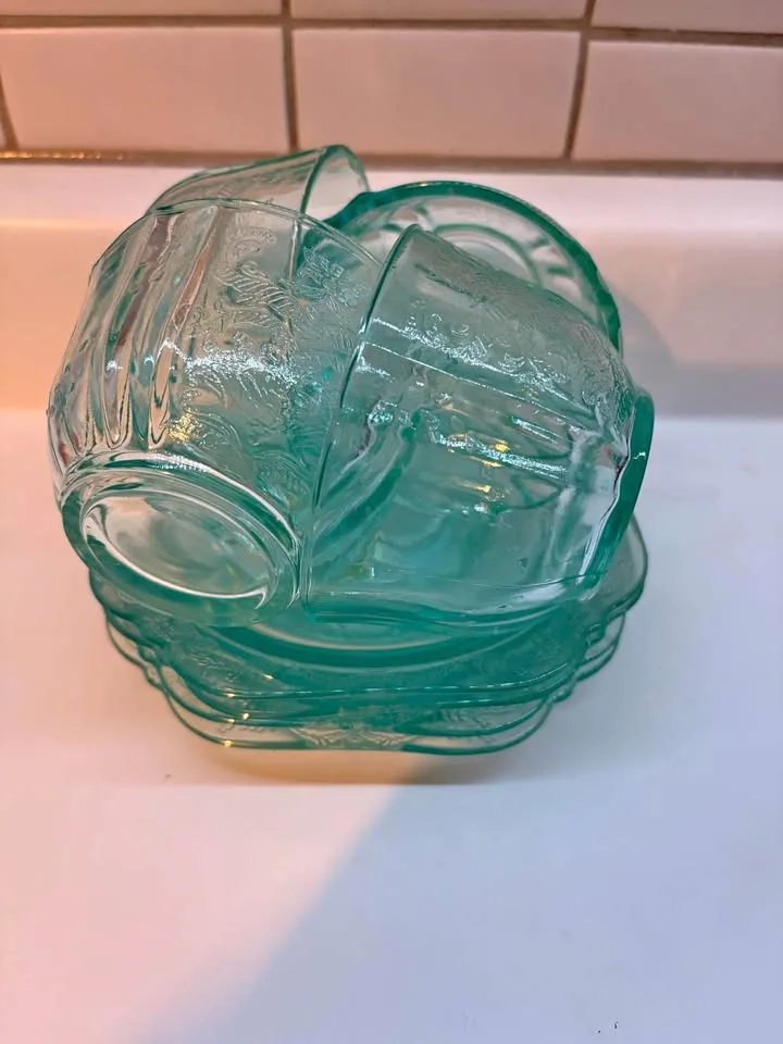 Teal recollection tea cups and saucers