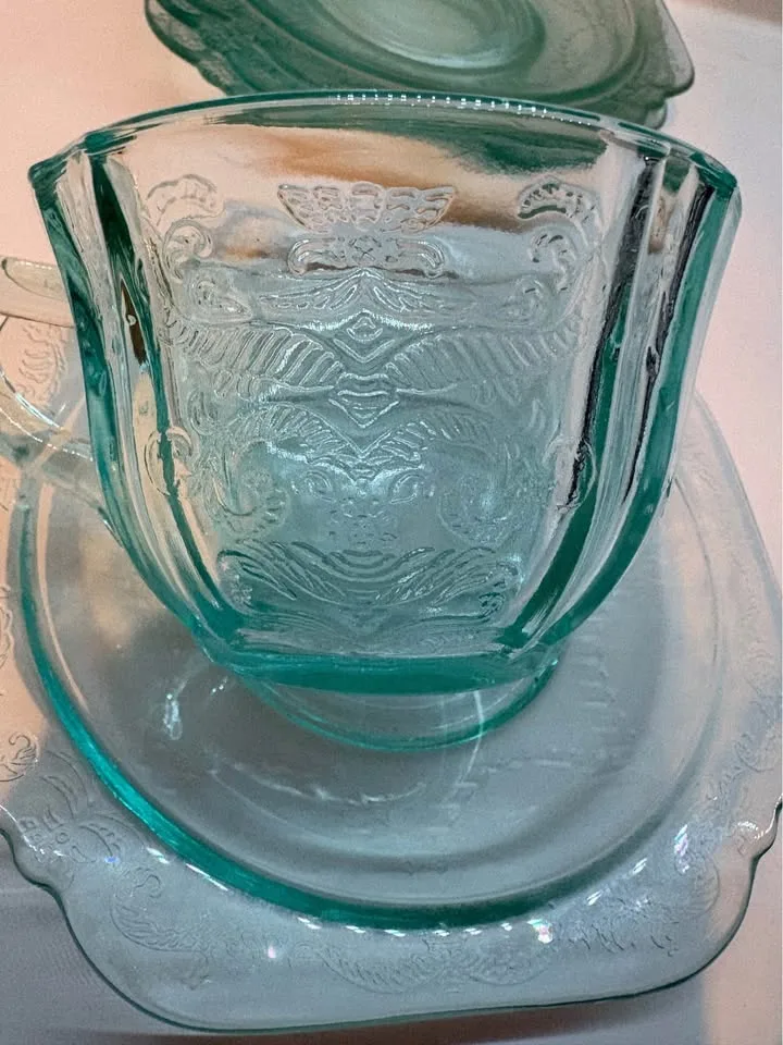 Teal recollection tea cups and saucers image indicator(3)