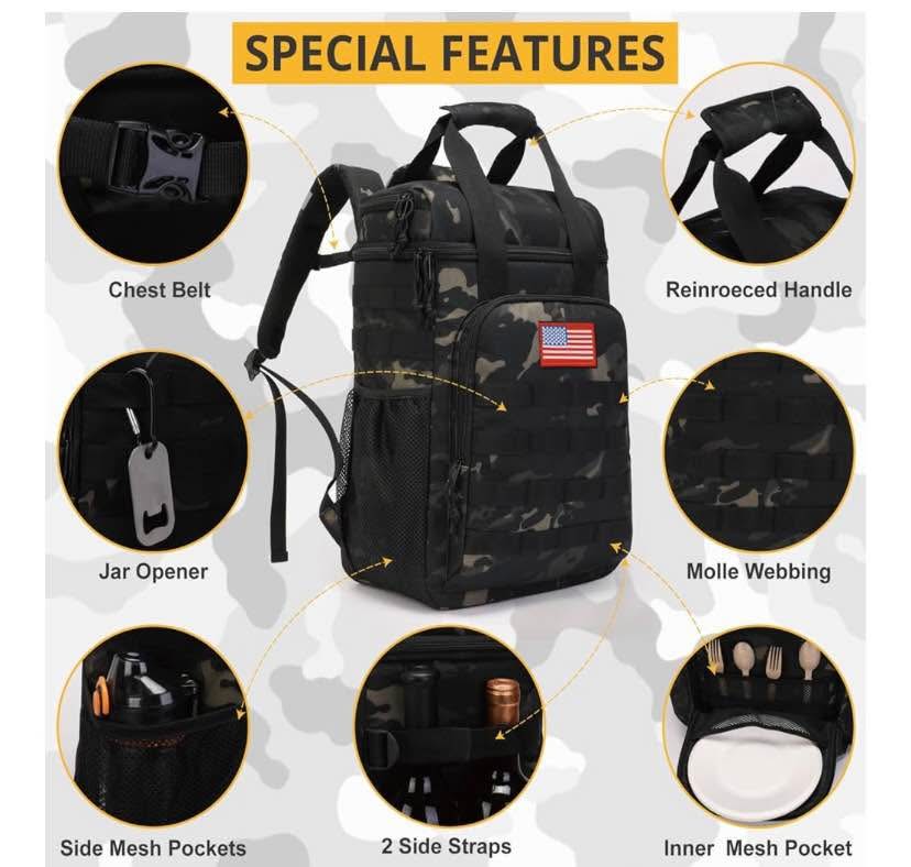 Tactical Backpack Cooler,Lunch Backpack for Men Adults Work with - photo 3
