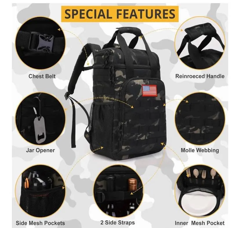 Tactical Backpack Cooler,Lunch Backpack for Men Adults Work with image indicator(3)