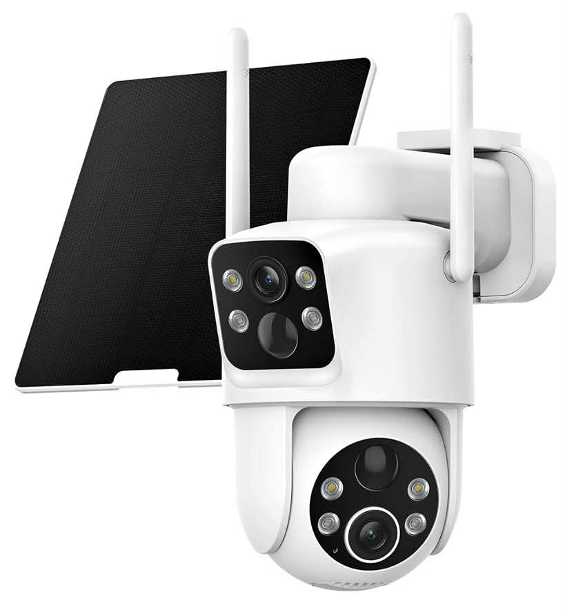 Solar Camera Outdoor Wireless 6MP Dual Lens Solar - 355° Pan & 1