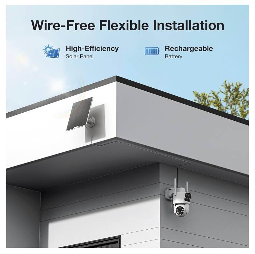 Solar Camera Outdoor Wireless 6MP Dual Lens Solar - 355° Pan & 1 - photo 4