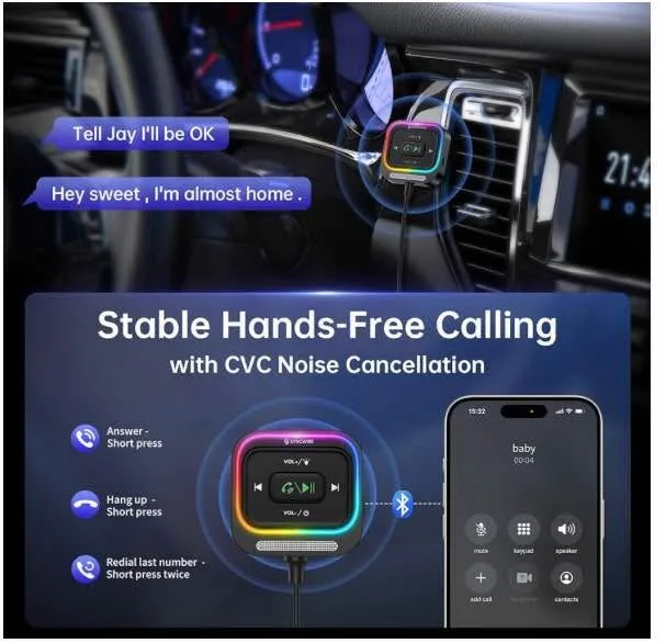 Syncwire Bluetooth 5.4 Aux Car Adapter image indicator(5)