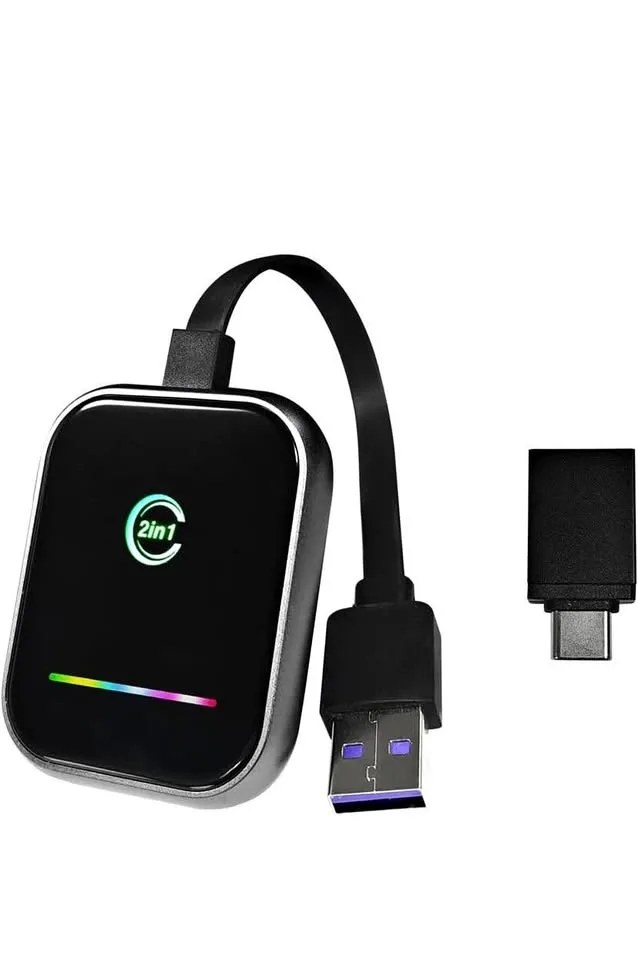 2-in-1 Wireless Carplay Adapter for iPhone & Android, Converts W thumbnail