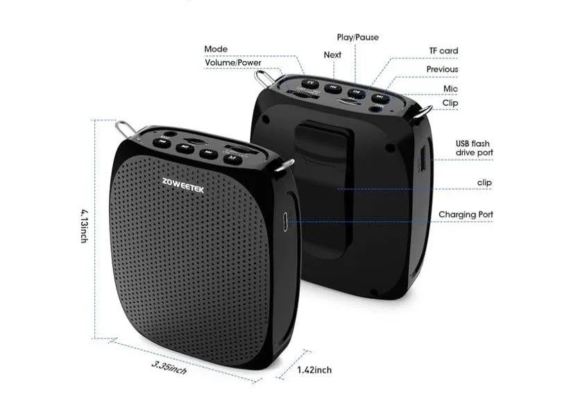 ZOWEETEK Voice Amplifier with Wireless Lavalier Microphone for T image indicator(5)