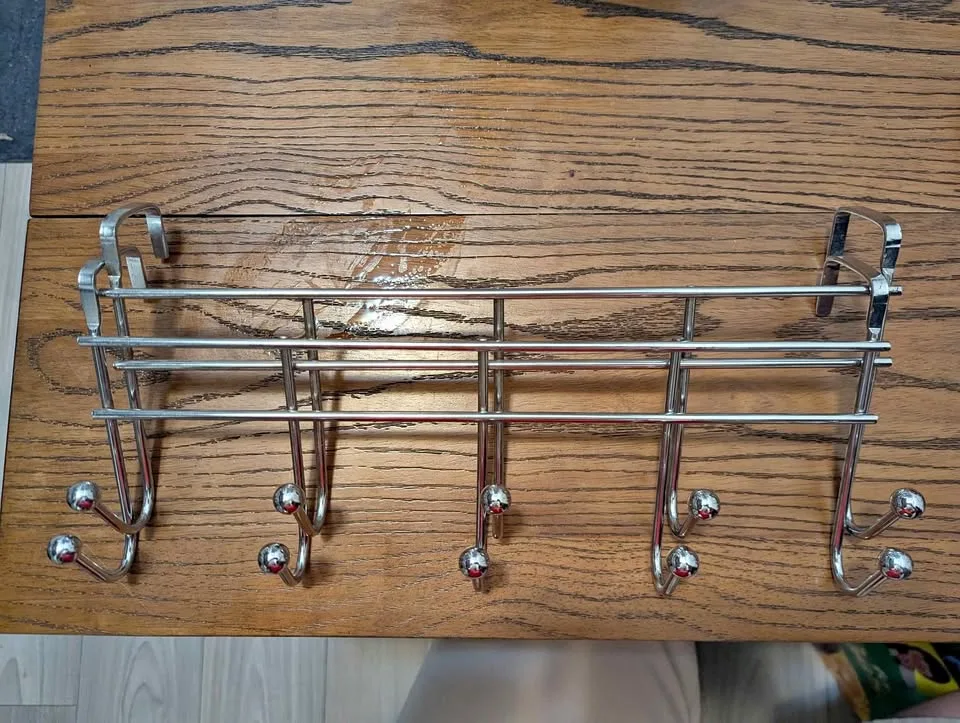 2 over the door hook metal rack with 5 hooks each thumbnail