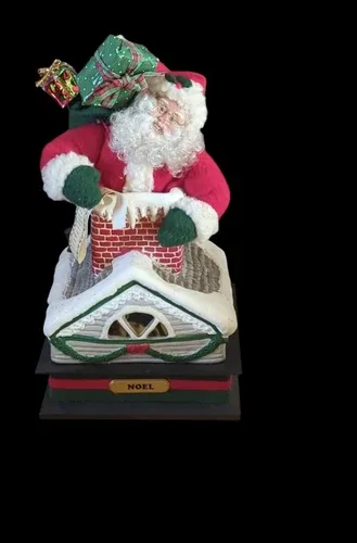 NOEL Musical Light Christmas Santa Down Chimney VTG image indicator(2)