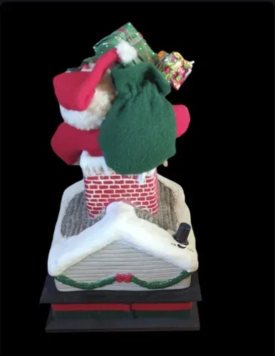 NOEL Musical Light Christmas Santa Down Chimney VTG image indicator(3)
