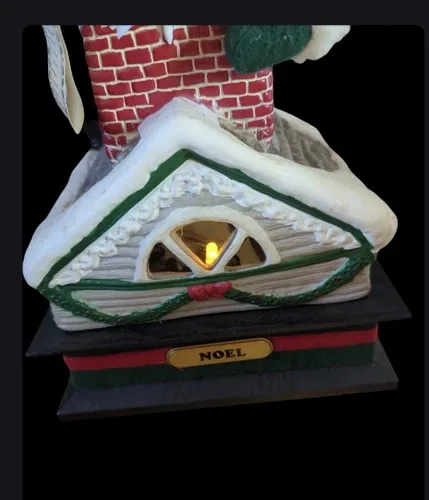 NOEL Musical Light Christmas Santa Down Chimney VTG image indicator(6)