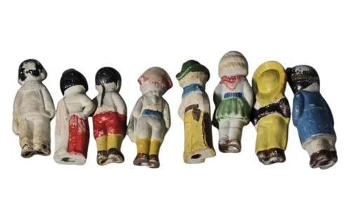 Vintage Lot Of 8 Bisque Porcelain Dolls Figures image indicator(2)