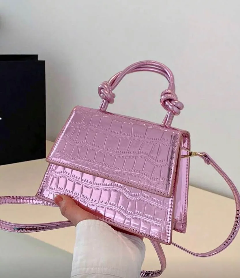 Crocodile Embossed Square Bag