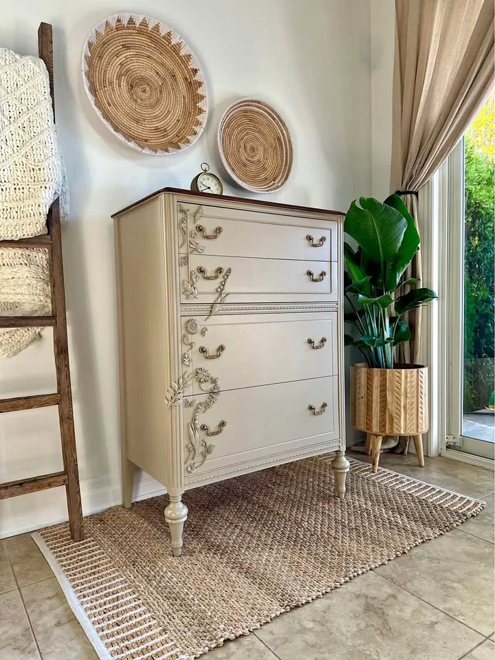 Gorgeous Refinished Antique Small Griege Dresser
